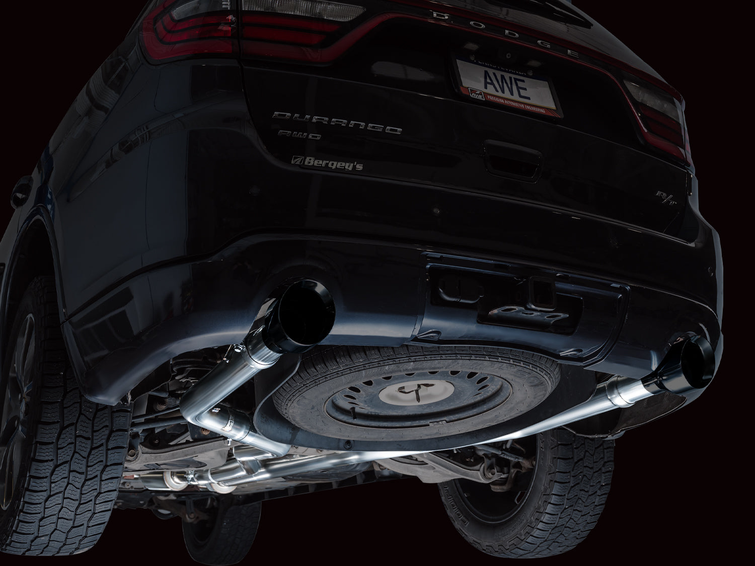 AWE Track Edition Exhaust for Dodge Durango 3.6 / 5.7 - Diamond Black Tips - Mounted