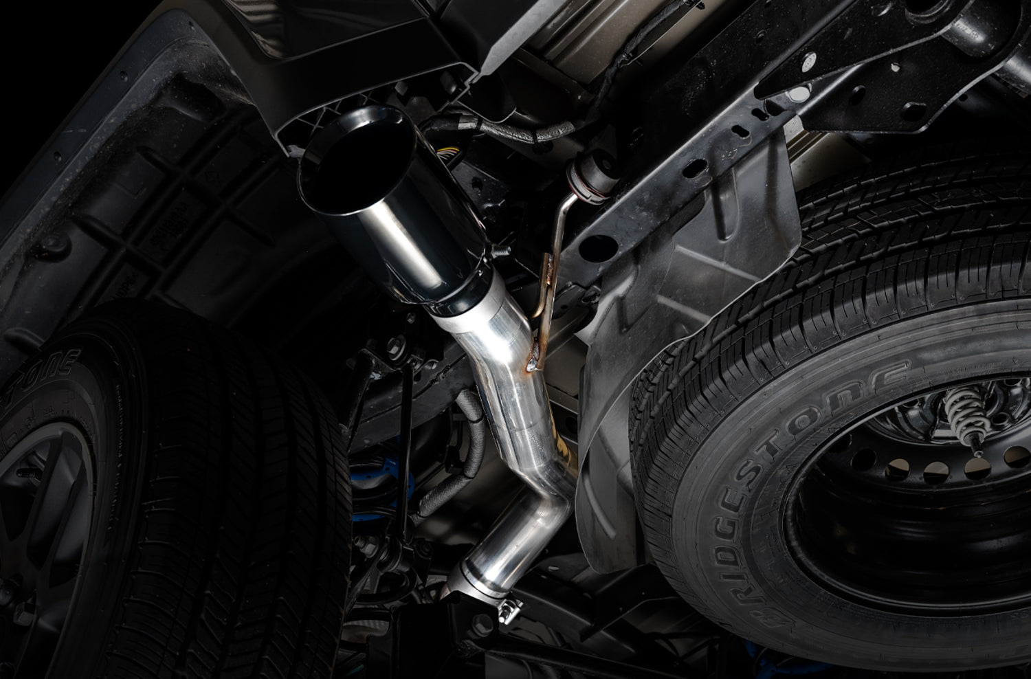 AWE Tread Edition Catback Single-Side Exhaust for Jeep JT 3.6L - Diamond Black Tip - out of package