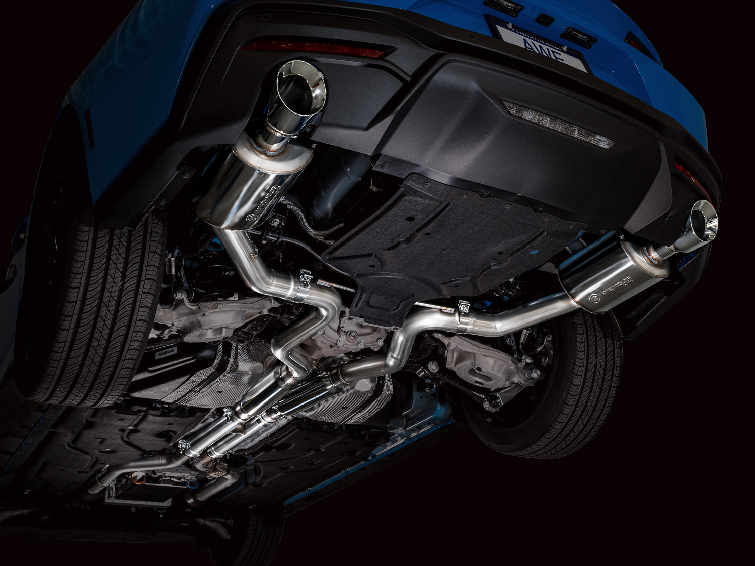 AWE Touring Edition Exhaust for S650 Ford Mustang GT Fastback - Dual Chrome Silver Tips - Mounted