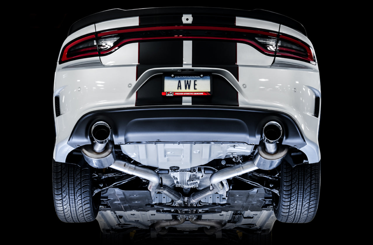 AWE Touring Edition Exhaust for 17+ Charger 5.7 - Chrome Silver Tips - Mounted