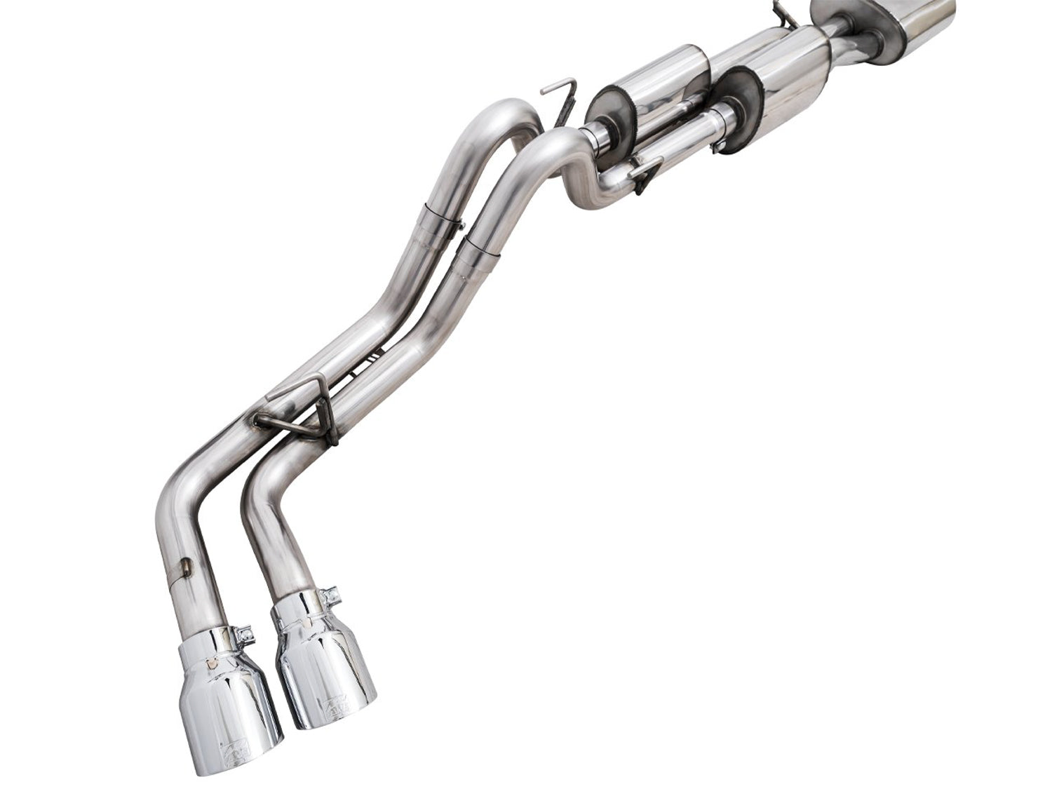 AWE 0FG Exhaust with BashGuard for 3rd Gen Tacoma - Dual Chrome Silver Tips - out of package