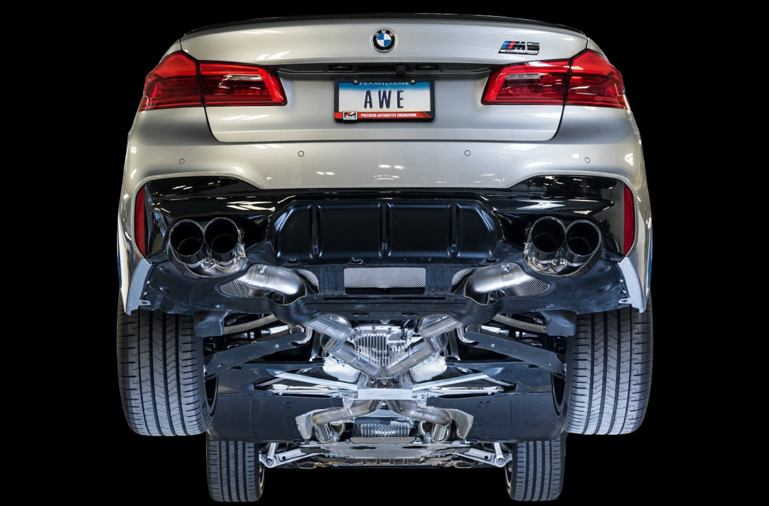 AWE SwitchPath™ Catback Exhaust for BMW F90 M5 - Diamond Black Tips - Mounted