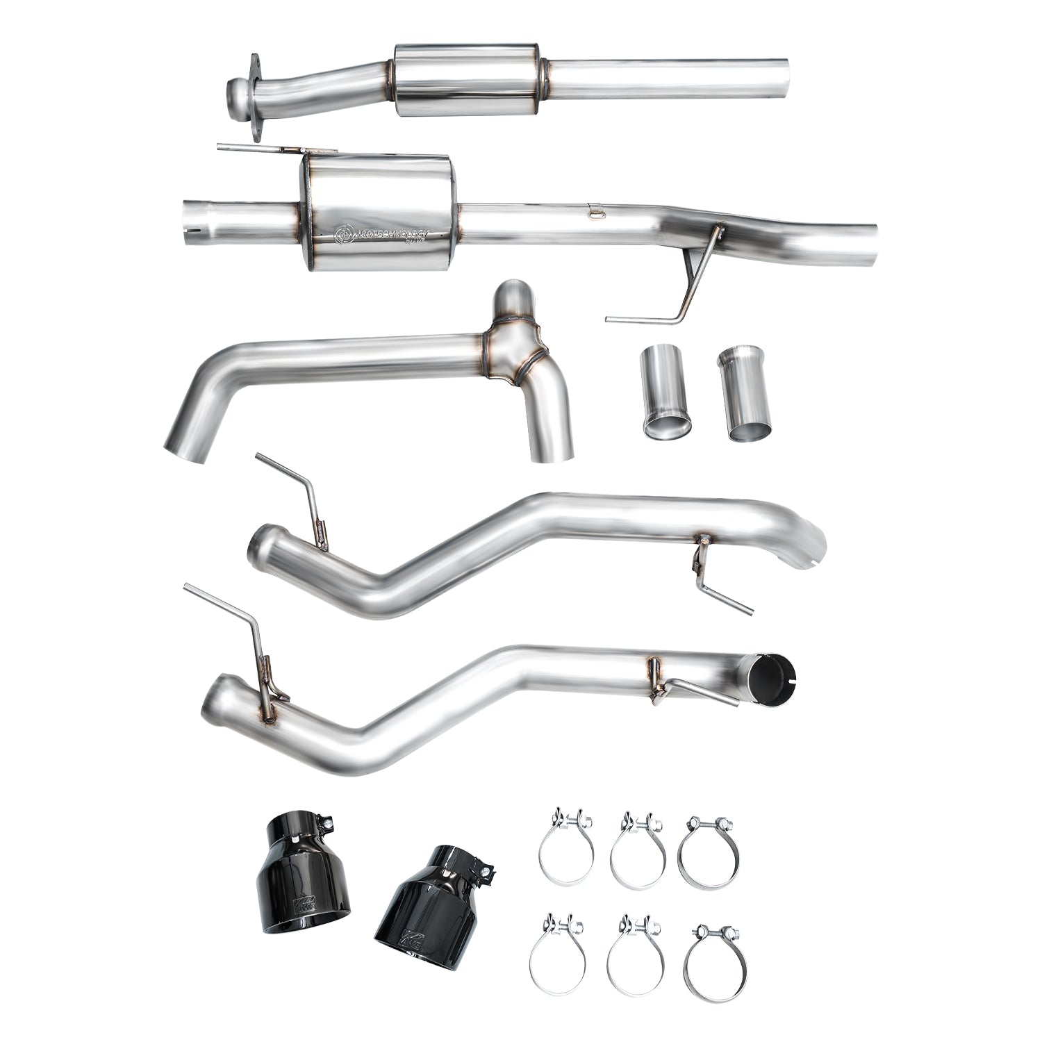 AWE 0FG Resonated Catback for '21+ Ford F-150 Tremor (With Bumper Cutouts) - Diamond Black Tips - out of package