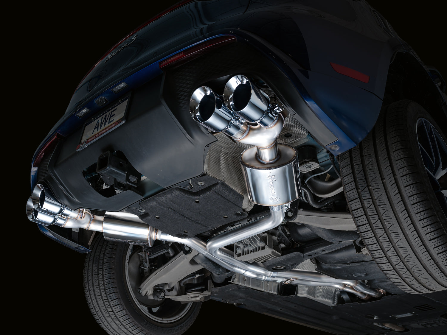 AWE Touring Edition Catback Exhaust for '22+ Porsche Macan 2.9TT - Chrome Silver Tips - Mounted