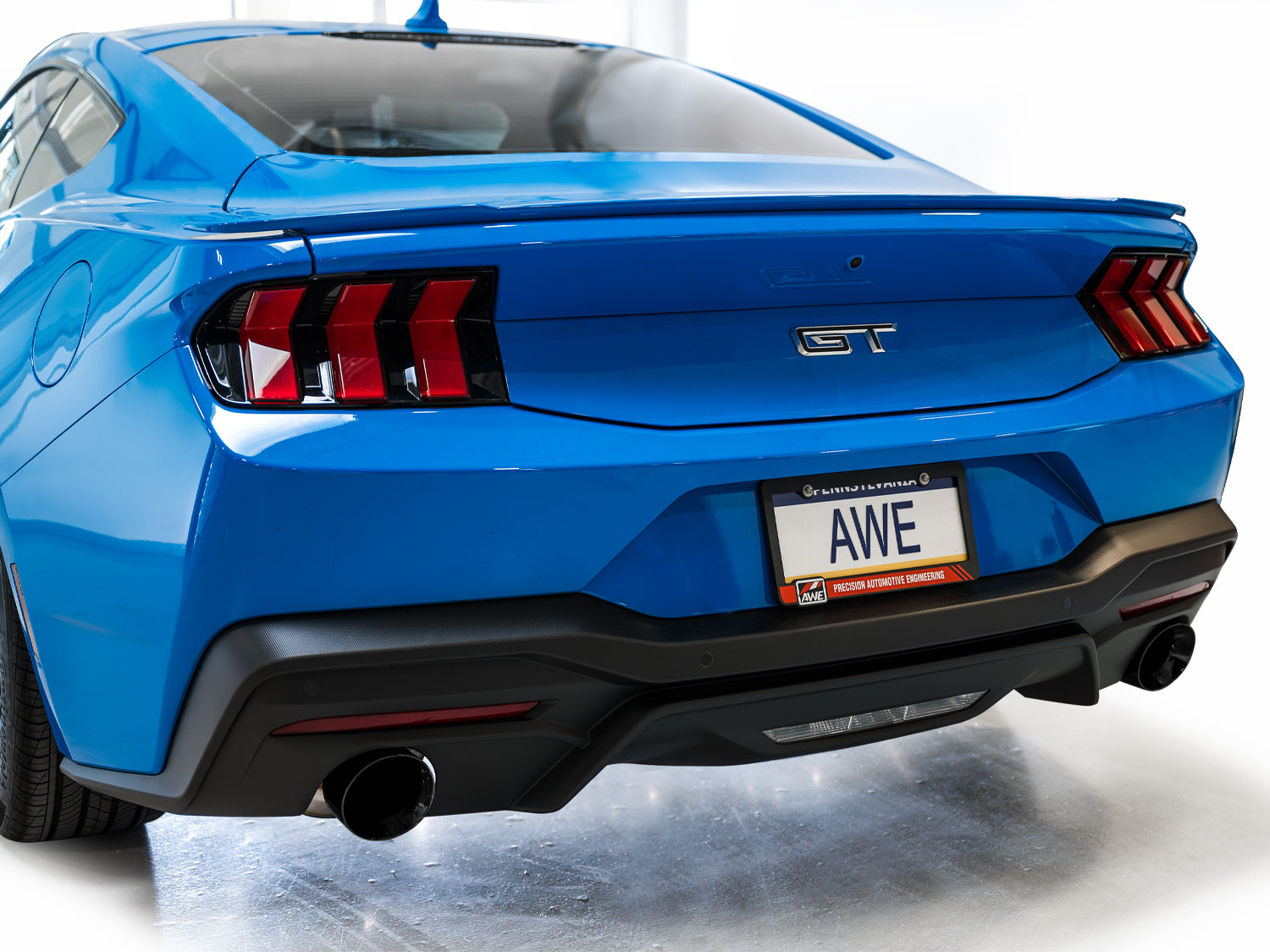 AWE Touring Edition Exhaust for S650 Ford Mustang GT Fastback - Dual Diamond Black Tips - Mounted