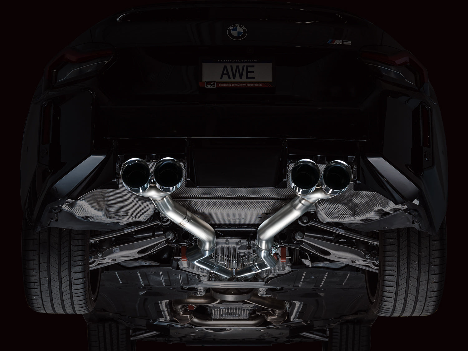 AWE Track Edition Exhaust for BMW G87 M2 - Chrome Silver Tips - Mounted