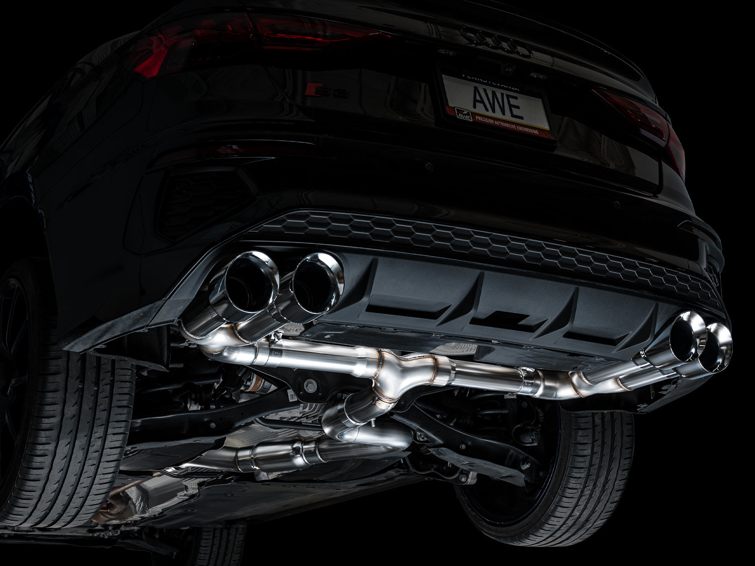 AWE Track Edition Exhaust for Audi 8Y S3 - Chrome Silver Tips - Mounted