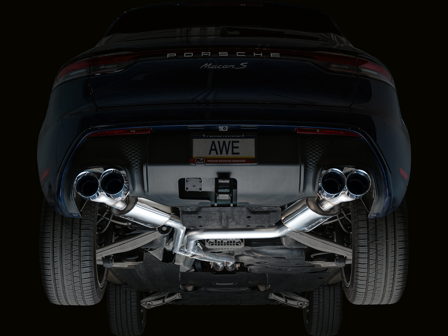 AWE Touring Edition Catback Exhaust for '22+ Porsche Macan 2.9TT - Chrome Silver Tips - Mounted