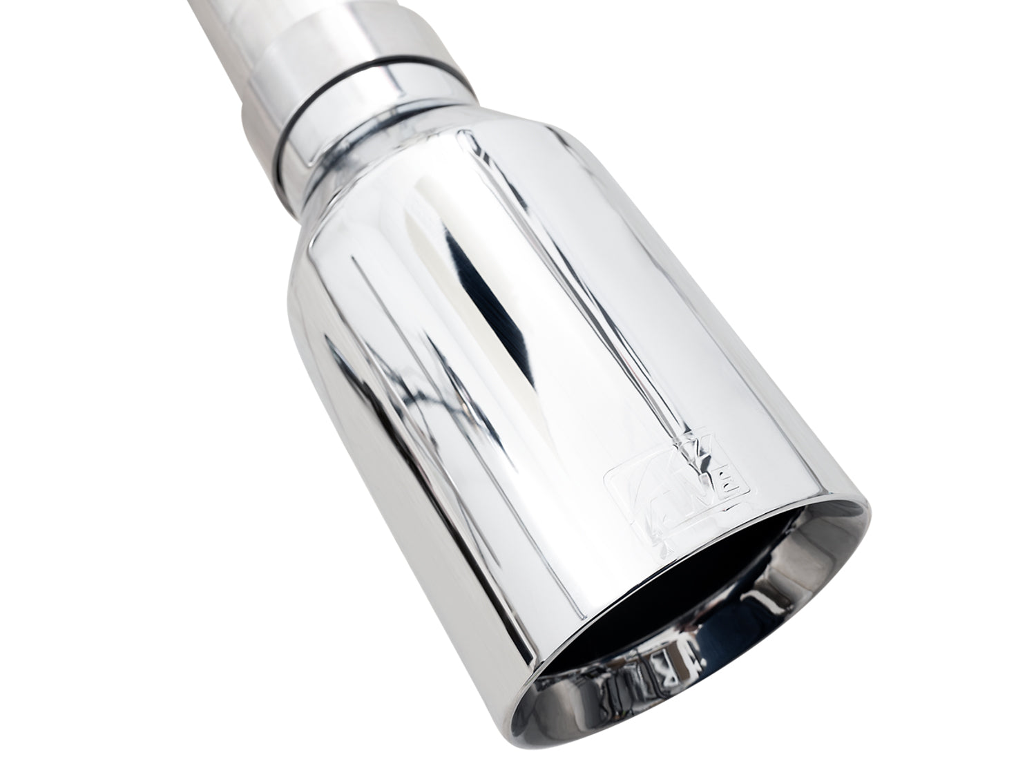 AWE 0FG Dual Split Rear Exhaust for '21+ Ford F-150 - 5" Chrome Silver Tips - Close Up