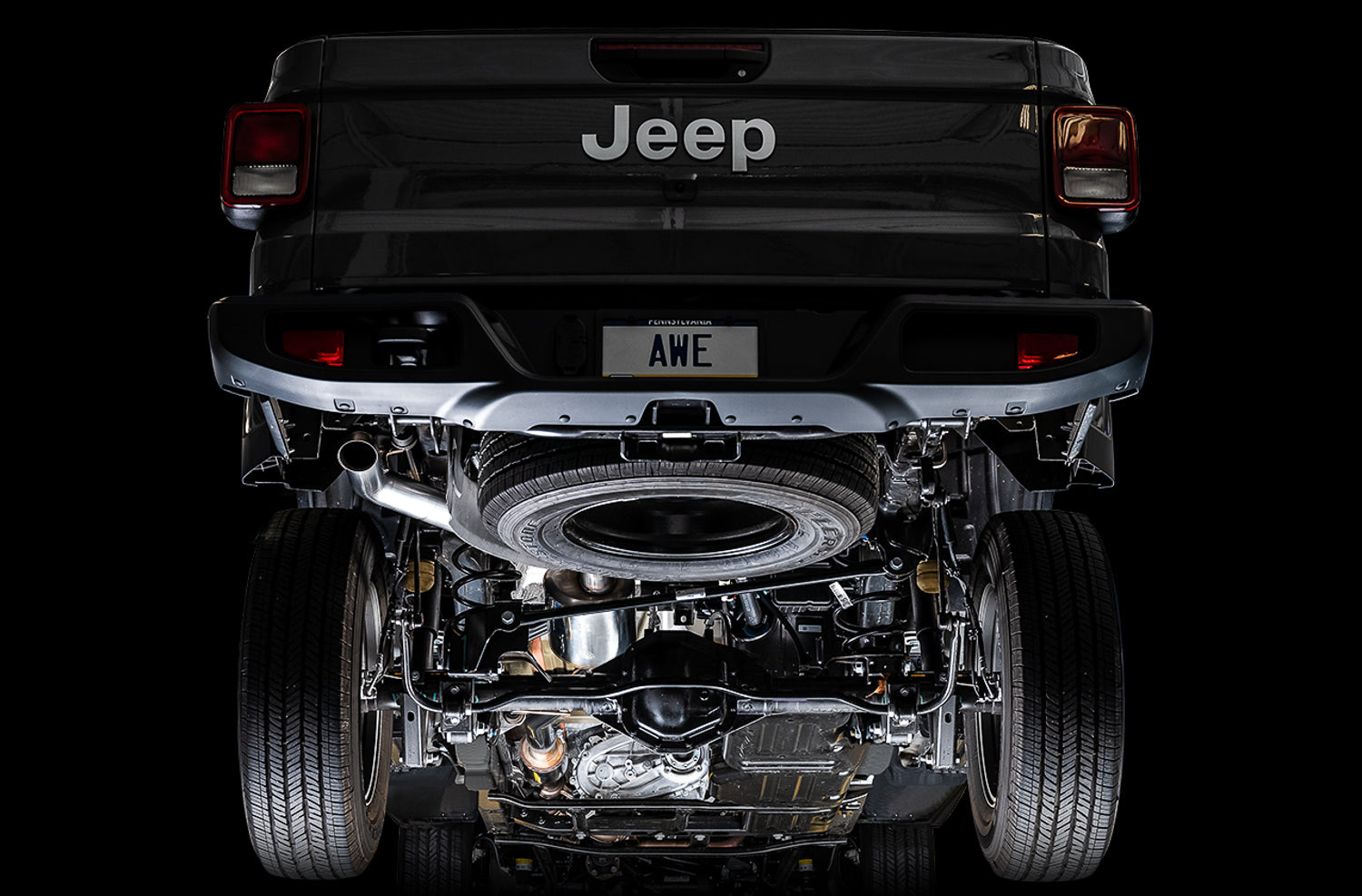 AWE Trail Edition Catback Exhaust for Jeep JK/JKU 3.6L - Mounted