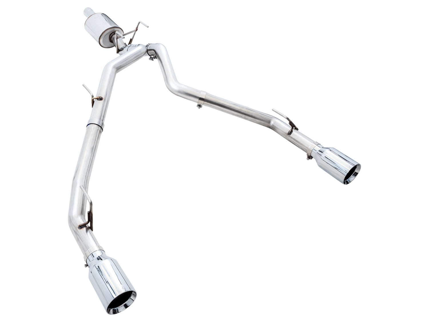 AWE 0FG Dual Rear Exit Catback for 4th Gen RAM 1500 5.7L (without bumper cutouts) - Chrome Silver Tips - out of package