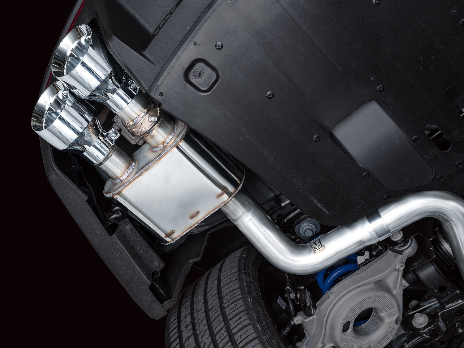 AWE SwitchPath™ Exhaust for S650 Ford Mustang Dark Horse - Quad Chrome Silver Tips - Mounted