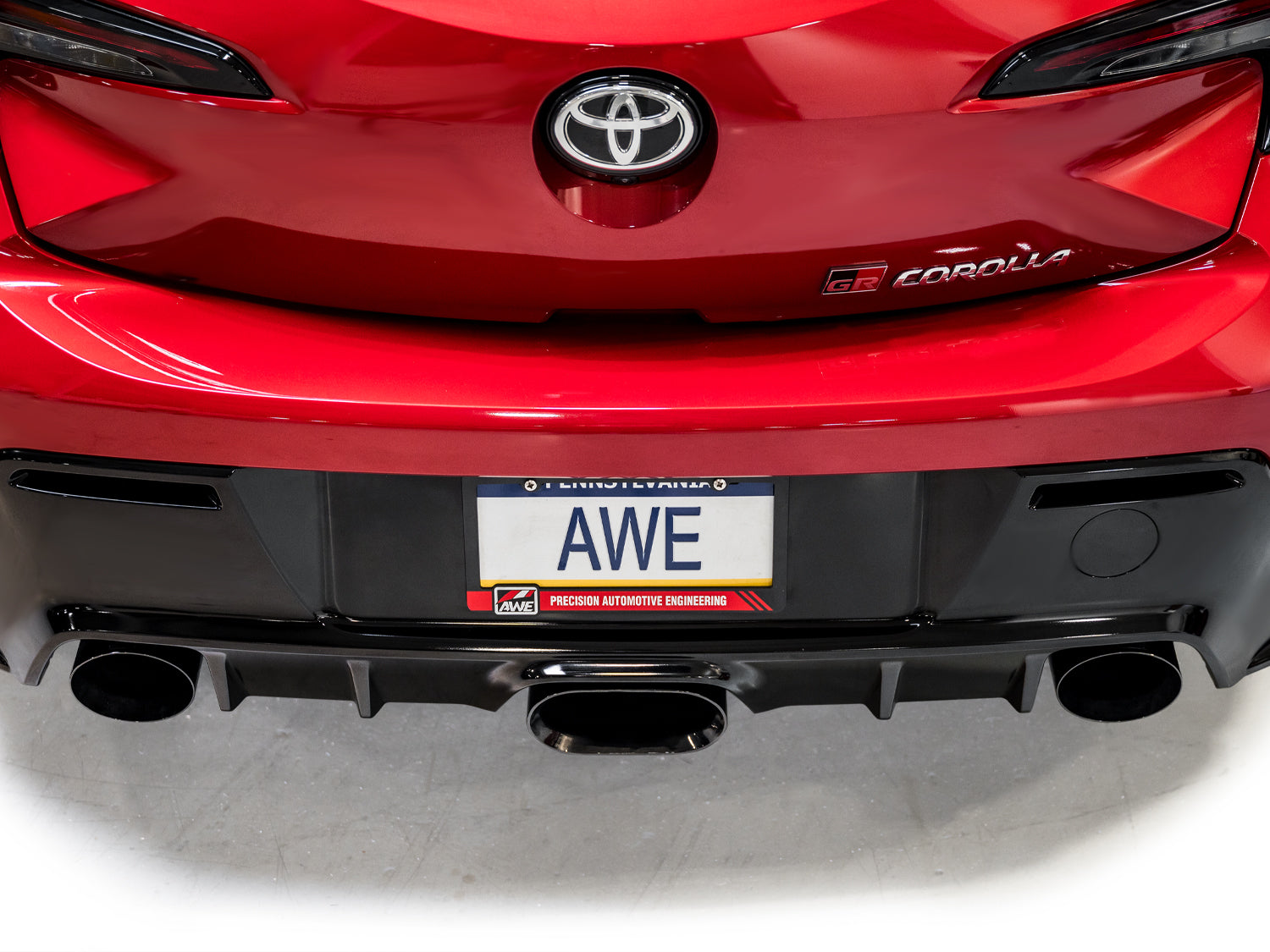 AWE Track Edition Exhaust for GR Corolla - Diamond Black Tips - Mounted