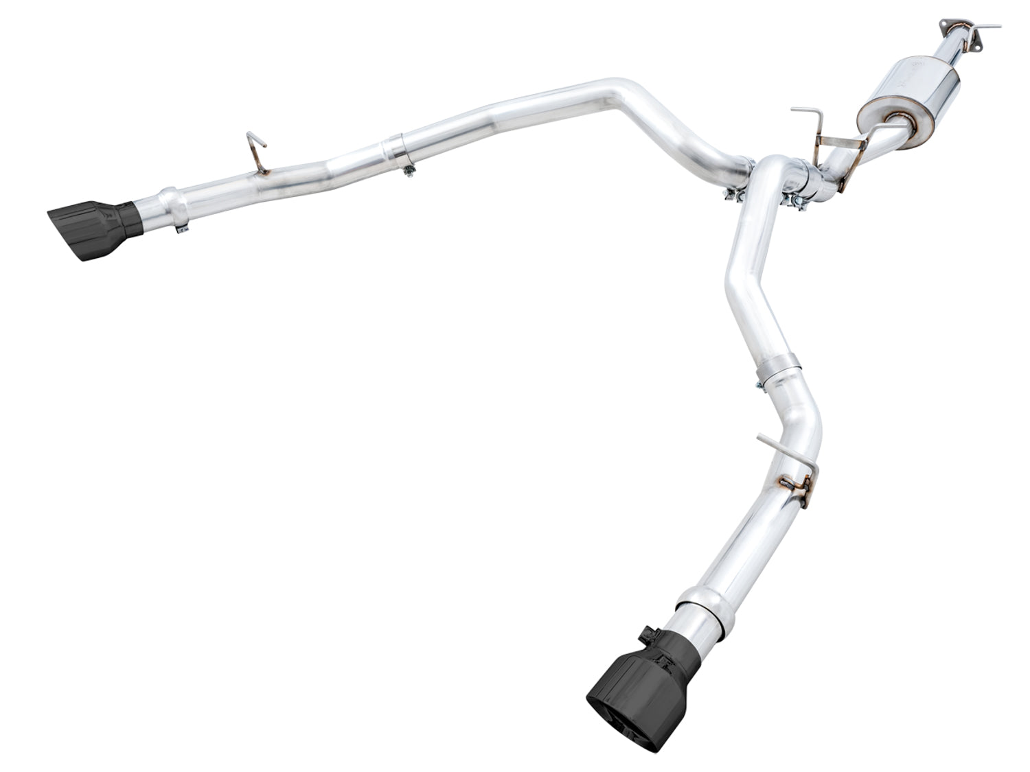 AWE 0FG Dual Rear Exit Catback for 5th Gen RAM 1500 5.7L (with bumper cutouts) - Diamond Black Tips - Primary
