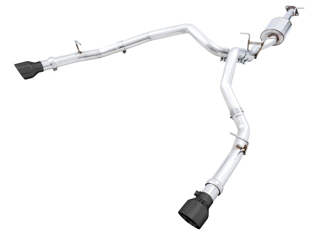 AWE 0FG Dual Rear Exit Catback for 5th Gen RAM 1500 5.7L (with bumper cutouts) - Diamond Black Tips - Primary