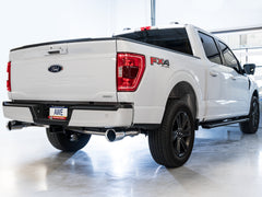 AWE 0FG Dual Split Rear Exhaust for '21+ Ford F-150 - 5" Chrome Silver Tips - Mounted