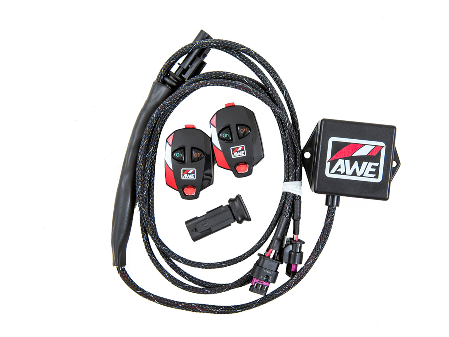 AWE SwitchPath™ Cat-back Exhaust (with Remote) for Ford Focus RS - Diamond Black Tips - out of package