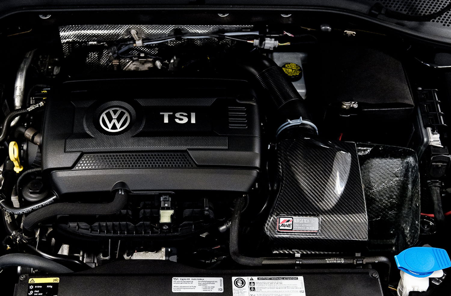 AWE AirGate™ Carbon Intake for Audi / VW MQB (1.8T / 2.0T) - With Lid - Mounted