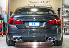 AWE Touring Edition Axle Back Exhaust for BMW F10 M5, Chrome Silver Tips - Mounted