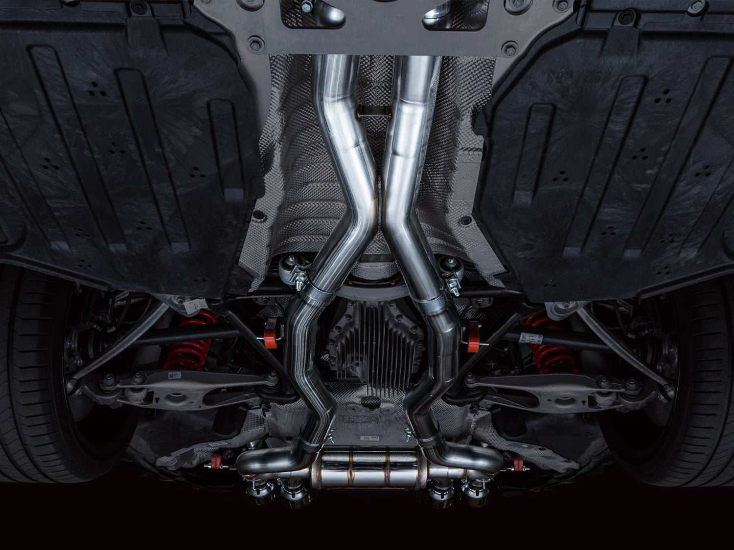 AWE SwitchPath Catback Exhaust for BMW G8X M3/M4 - Diamond Black Tips - Mounted