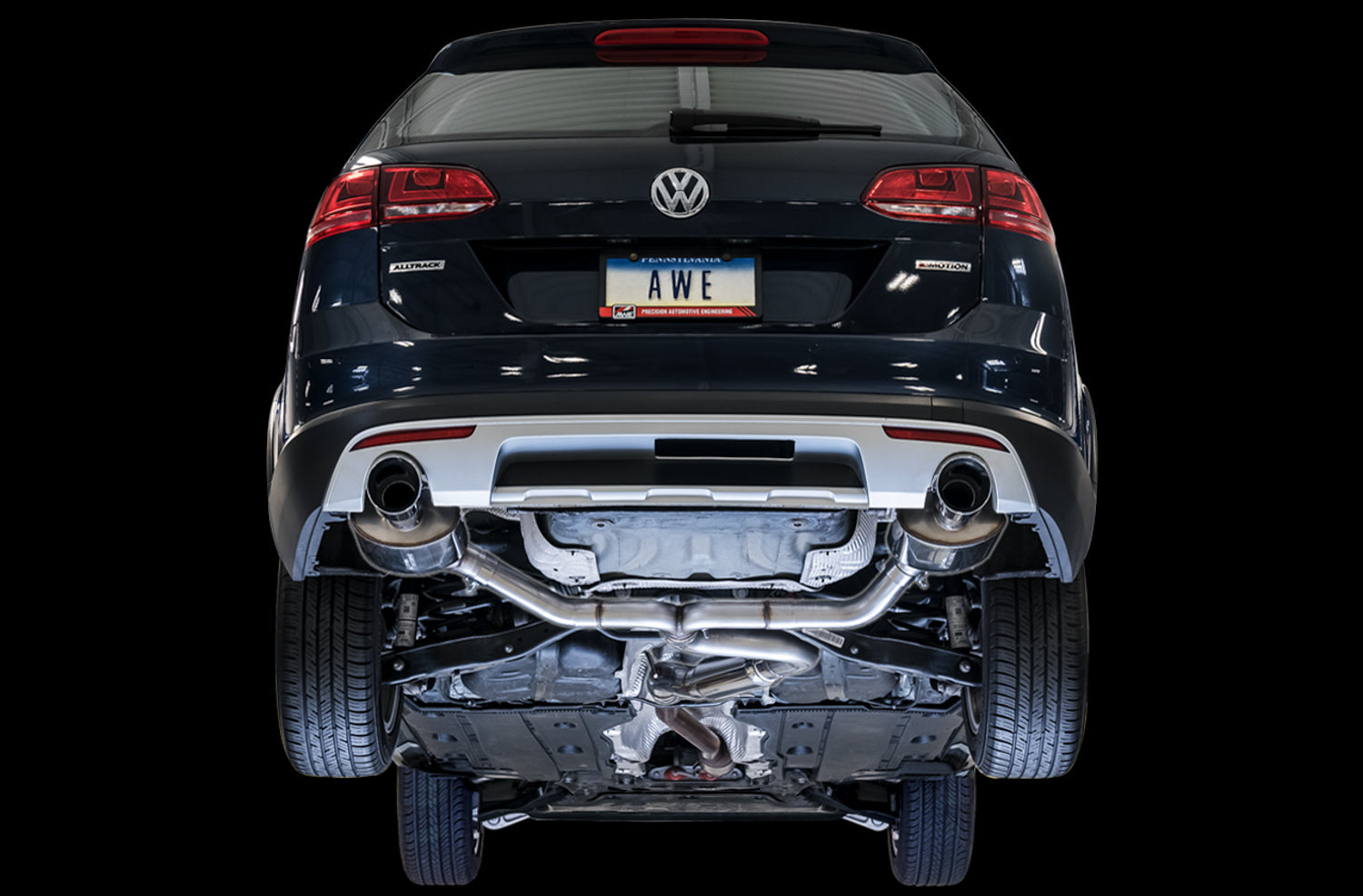 AWE Touring Edition Exhaust for VW Golf Alltrack / Sportwagen 4Motion - Chrome Silver Tips - Mounted