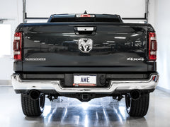 AWE 0FG Dual Rear Exit Catback for 5th Gen RAM 1500 5.7L (with bumper cutouts) - Diamond Black Tips - Mounted