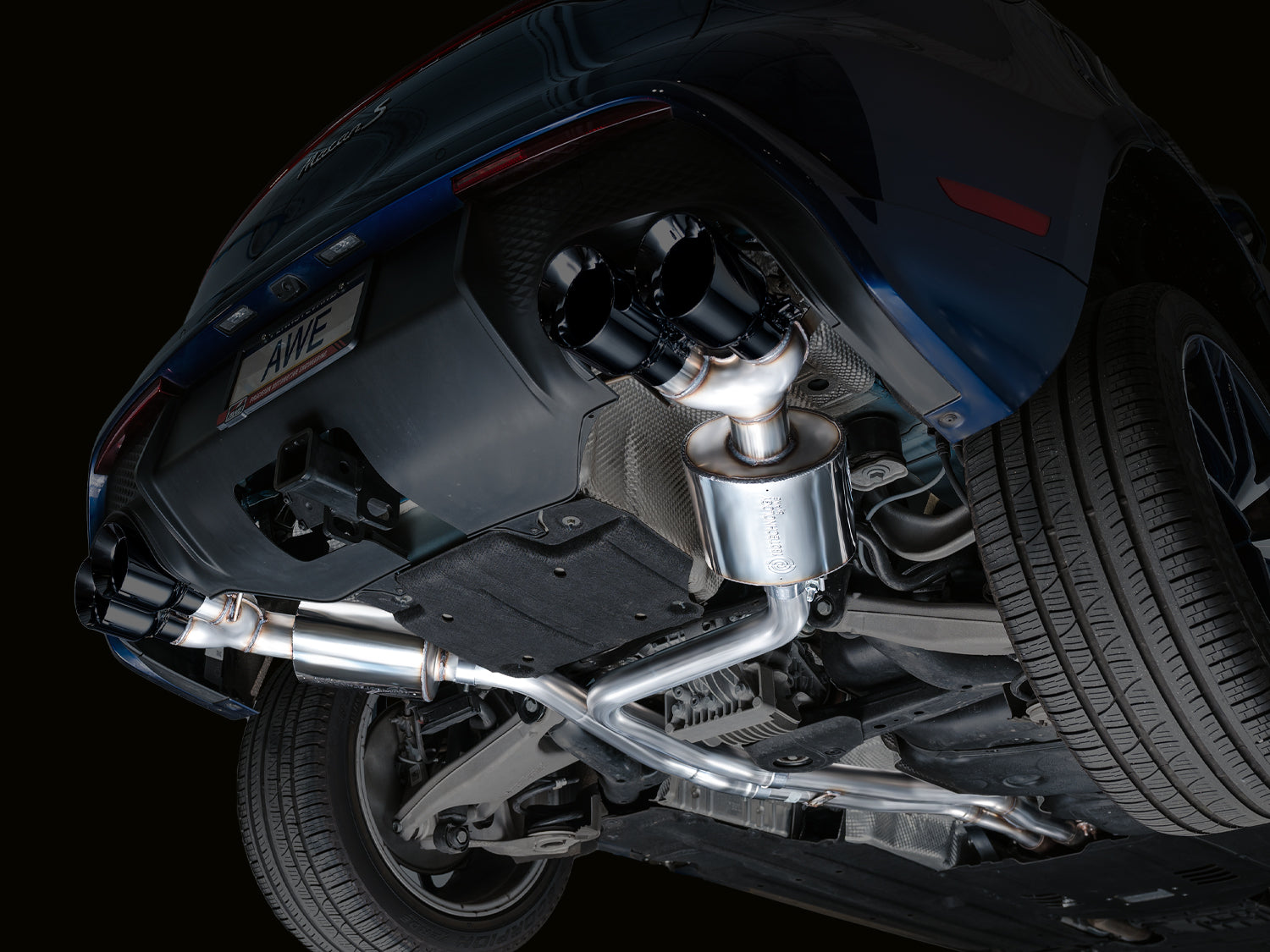 AWE Touring Edition Catback Exhaust for '19-'21 Porsche Macan 3.0T/2.9TT - Diamond Black Tips - Mounted