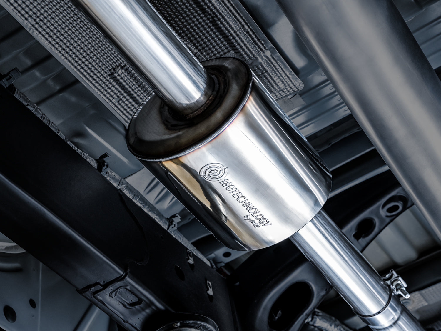 AWE 0FG Catback Dual Side Exit Exhaust for 4th Gen Silverado/Sierra 1500 5.3L (Flat Bumper) - Chrome Silver Tips - Close Up