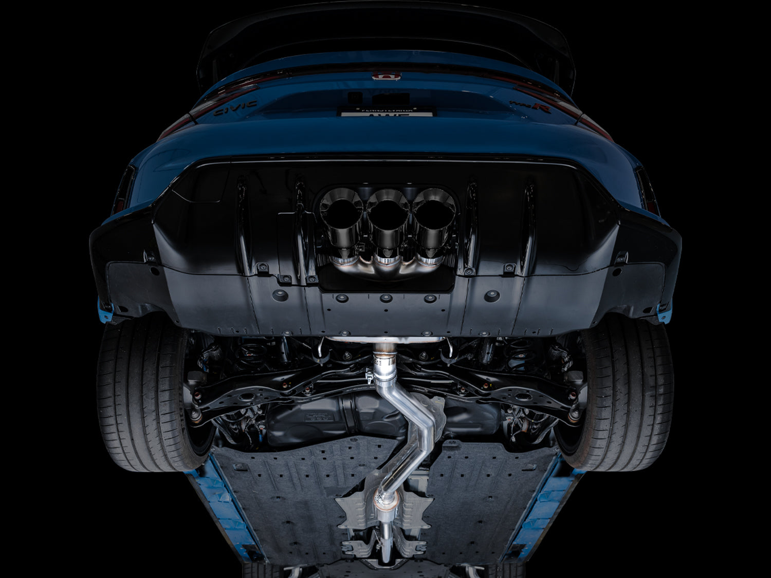 AWE Touring Edition Exhaust for FL5 Civic Type R - Triple Diamond Black Tips - Mounted