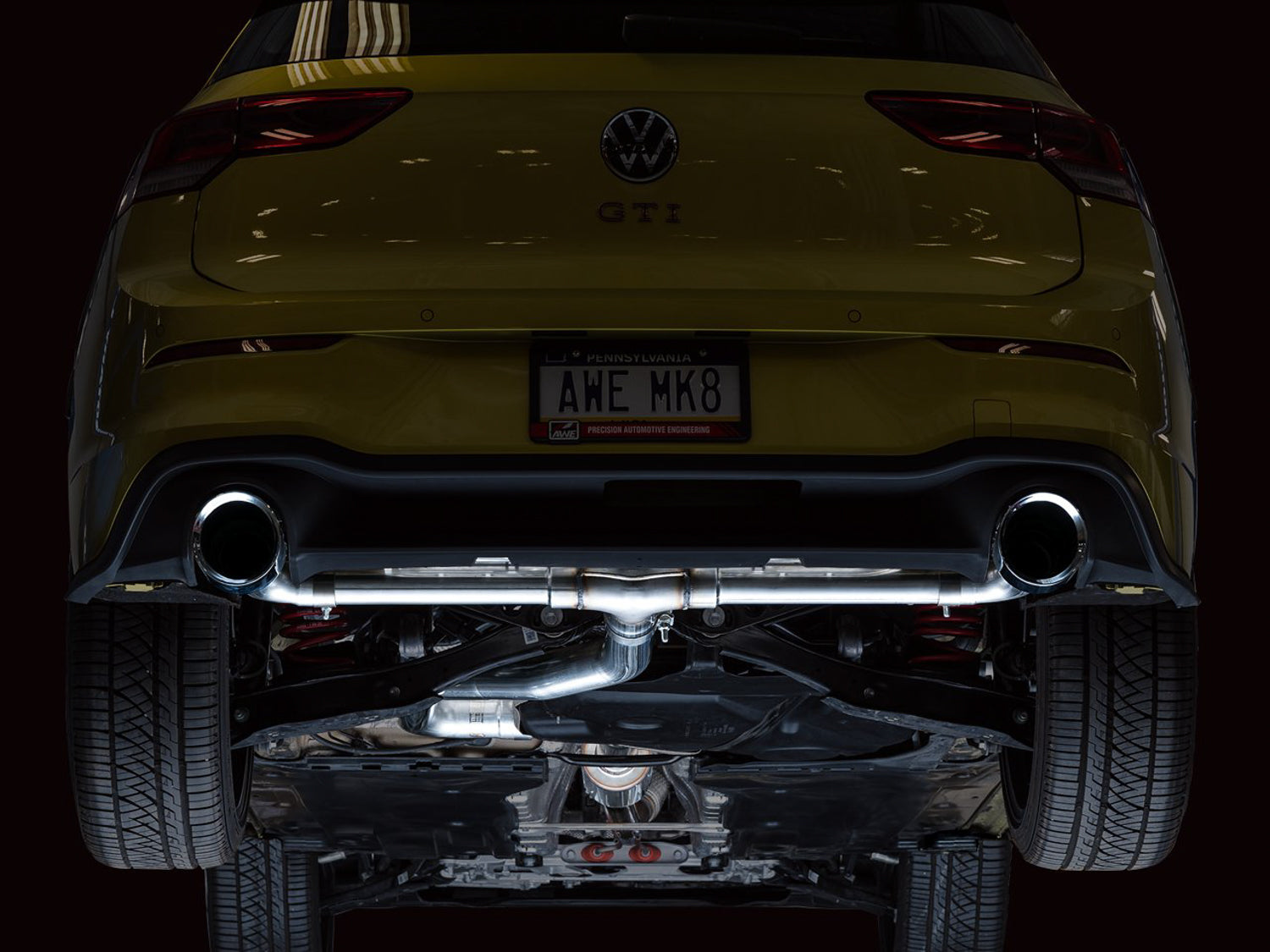AWE Track Edition Exhaust for VW MK8 GTI - Chrome Silver Tips - Mounted