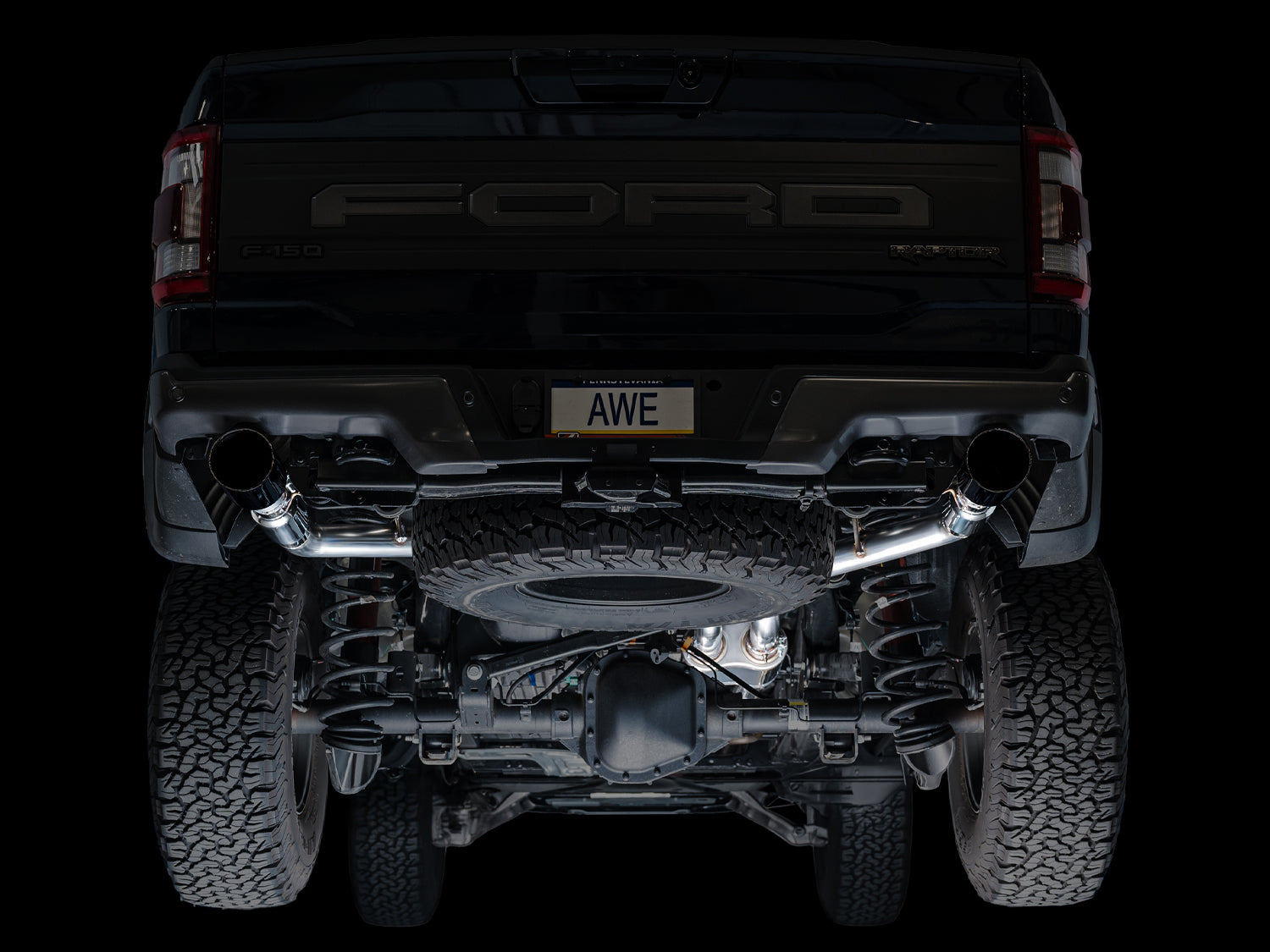 AWE SwitchPath™ Exhaust for Gen 3 Raptor - Diamond Black Tip - Mounted