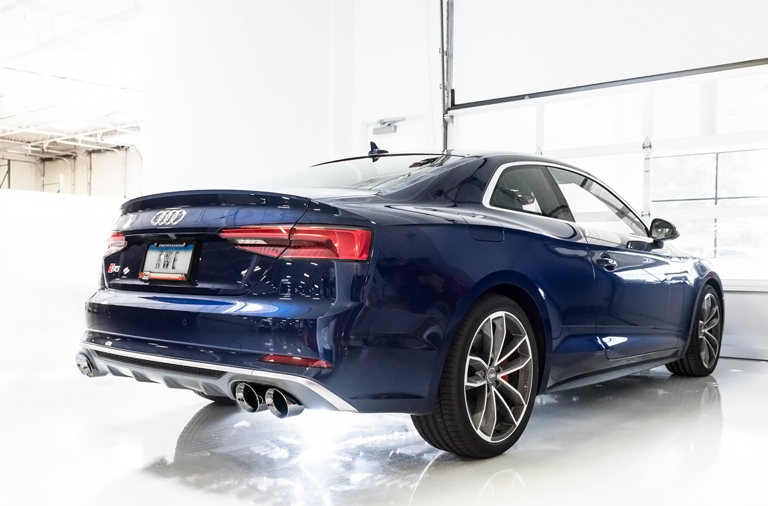 AWE Track Edition Exhaust for Audi B9 S5 Coupe - Chrome Silver 102mm Tips - Mounted