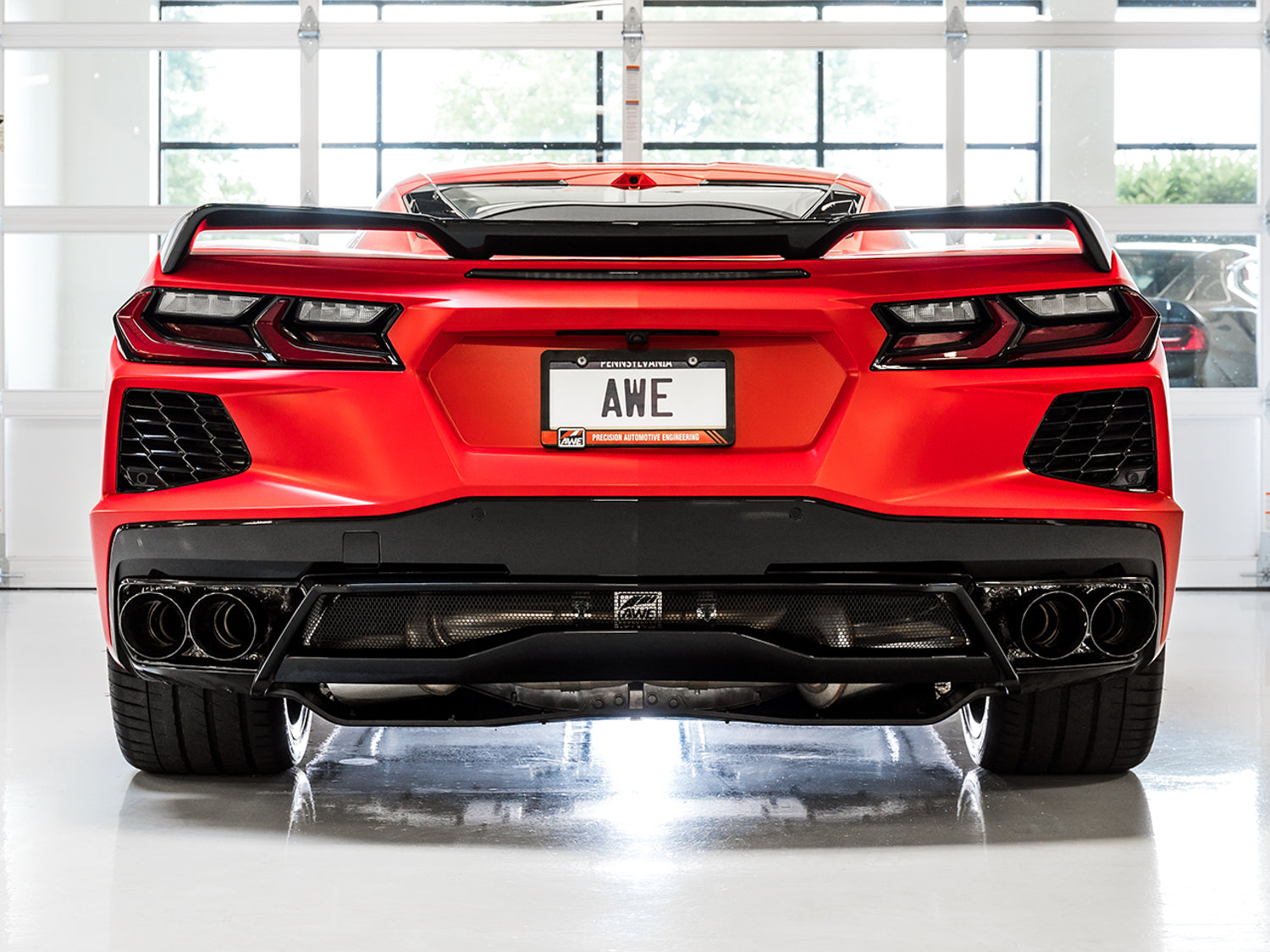 AWE Touring Edition Exhaust for C8 Corvette -- Diamond Black Tips - Mounted