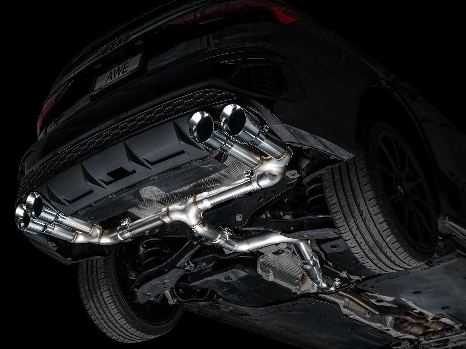AWE Track Edition Exhaust for Audi 8Y S3 - Chrome Silver Tips - Mounted