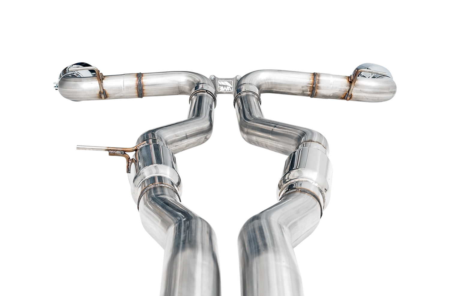 AWE Resonated Track Edition Exhaust for A90 Supra - 5" Chrome Silver Tips - out of package