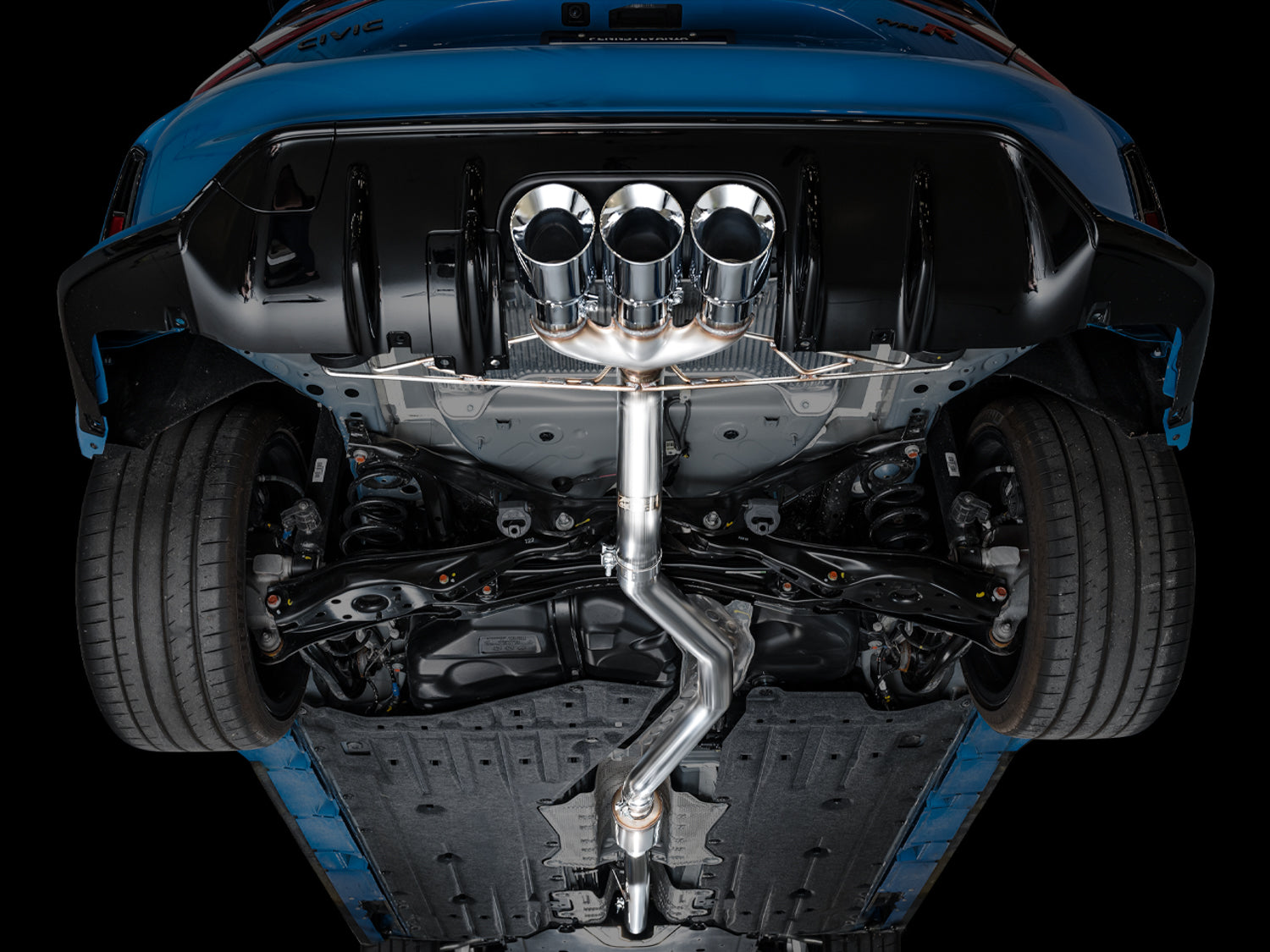 AWE Track Edition Exhaust for FL5 Civic Type R - Triple Chrome Silver Tips - Mounted