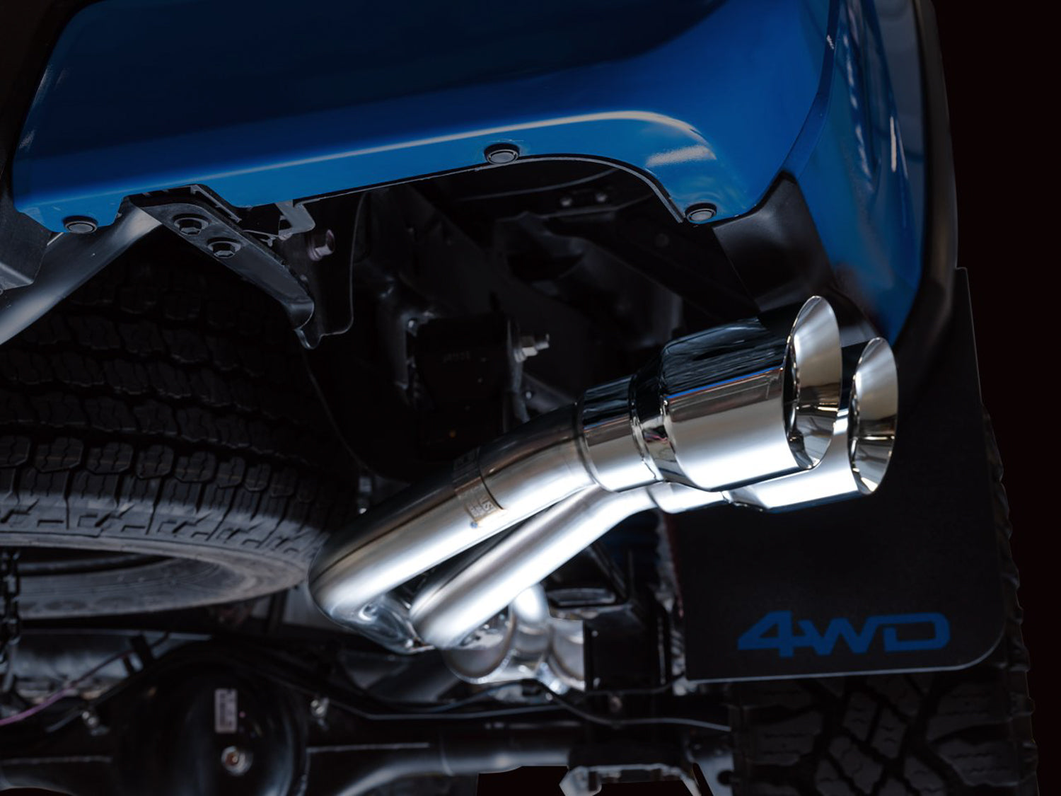 AWE 0FG Exhaust with BashGuard for 3rd Gen Tacoma - Dual Chrome Silver Tips - Mounted