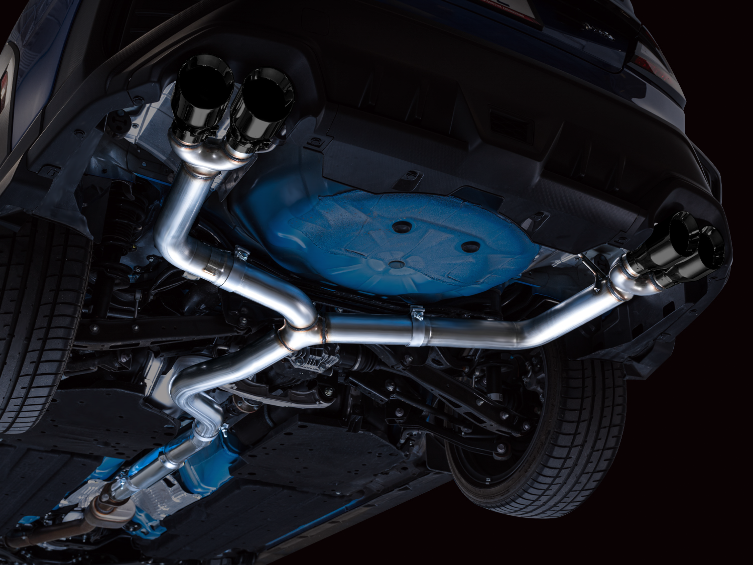 AWE Track Edition Exhaust for VB Subaru WRX - Diamond Black Tips - Mounted