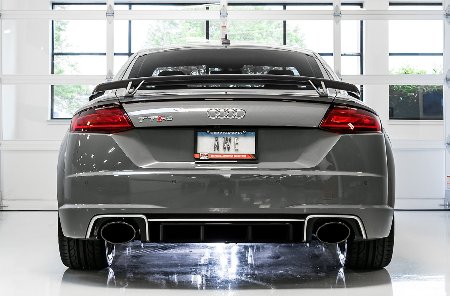 AWE SwitchPath™ Exhaust for Audi MK3 TT RS - Diamond Black RS-style Tips - Mounted