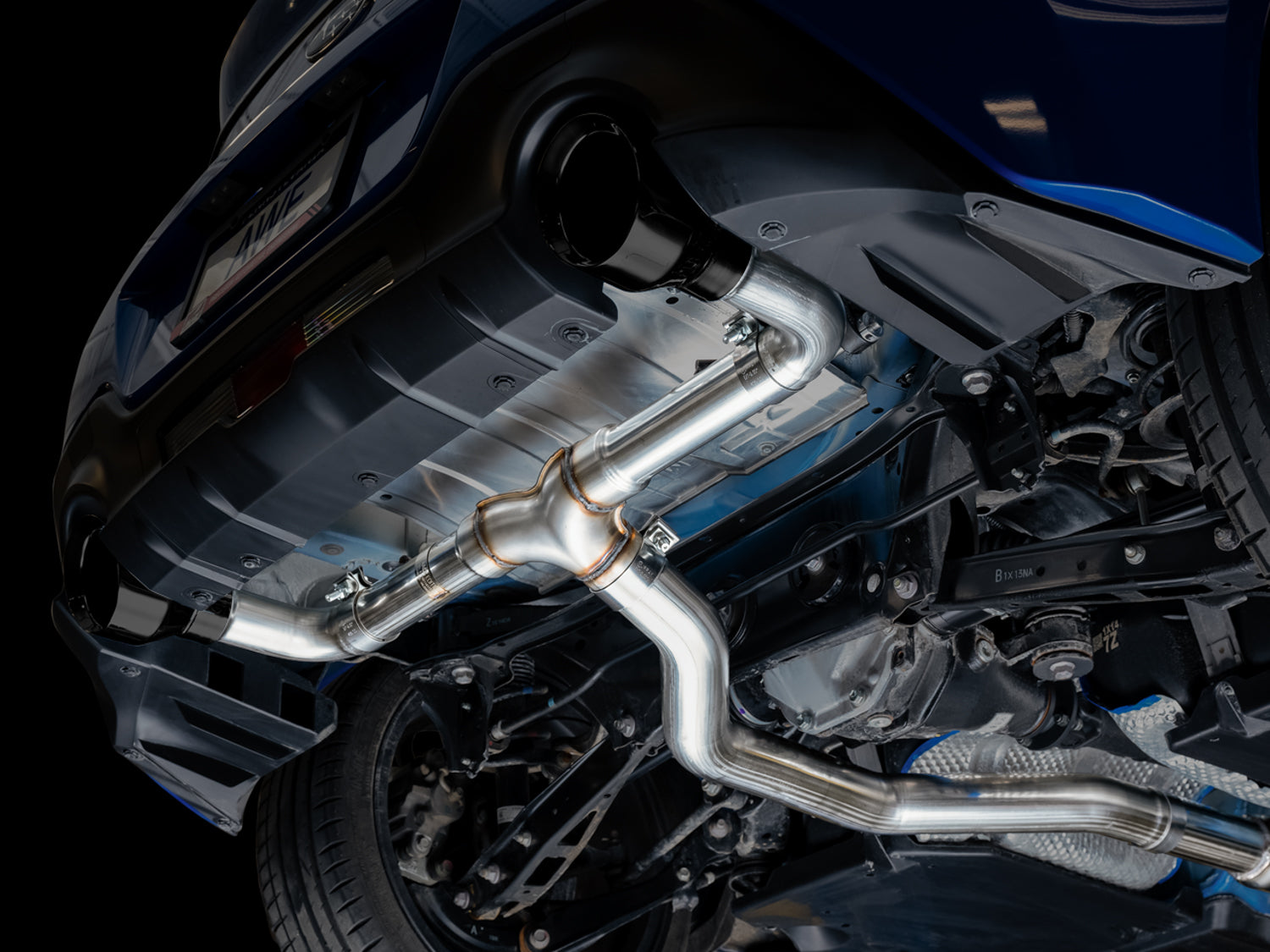AWE Track Edition Exhaust for Subaru BRZ / Toyota GR86 / Toyota 86 / Scion FR-S - Diamond Black Tips - Mounted