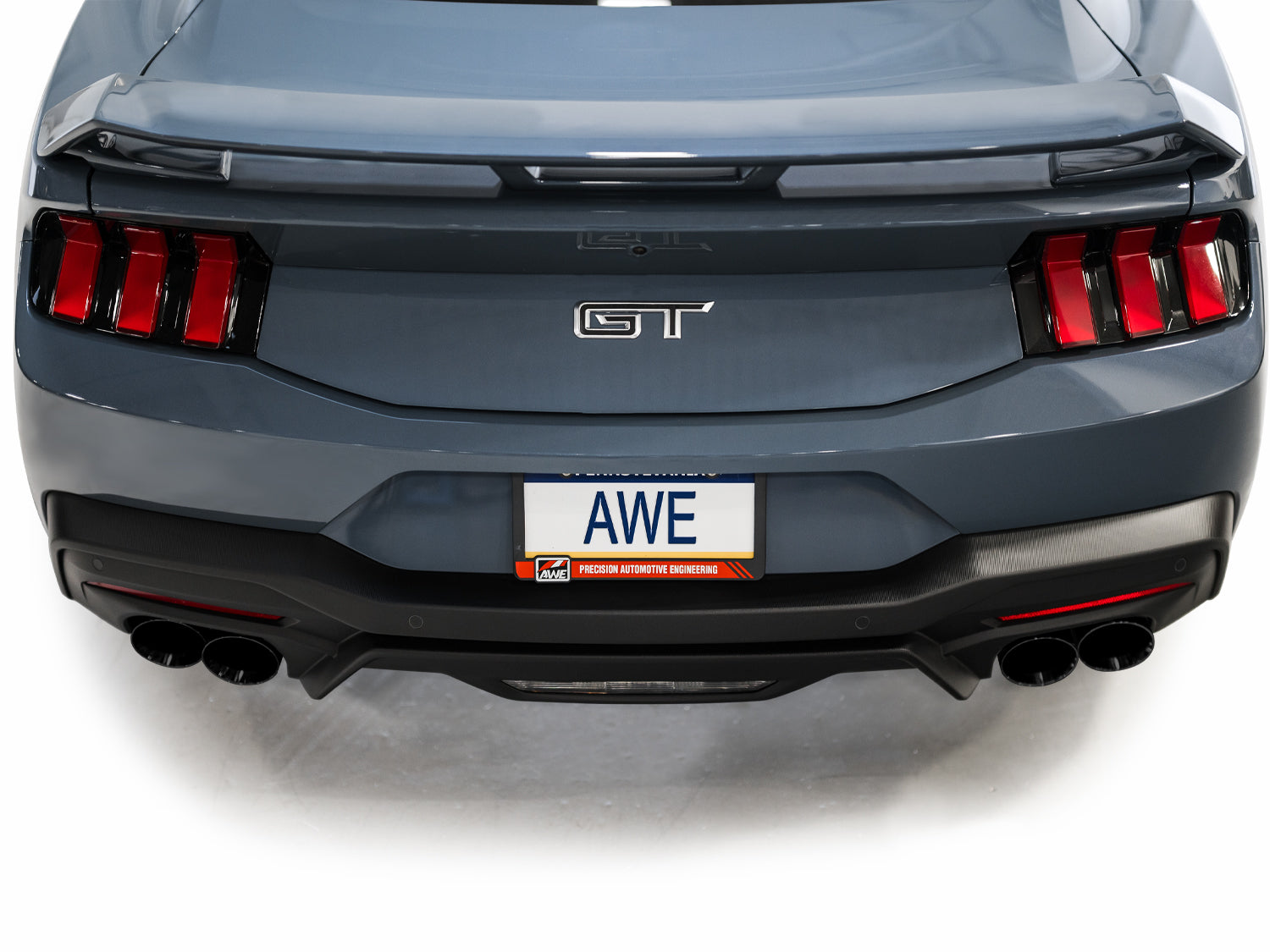 AWE Track Edition Exhaust for S650 Ford Mustang GT Fastback - Quad Diamond Black Tips - Mounted