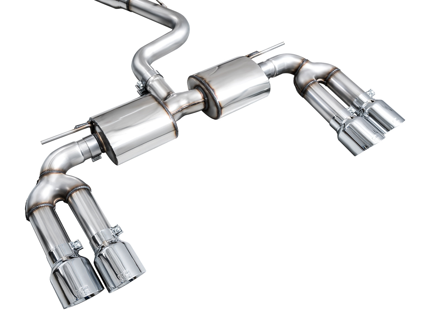 AWE Touring Edition Exhaust for Audi 8Y S3 - Chrome Silver Tips - Mounted