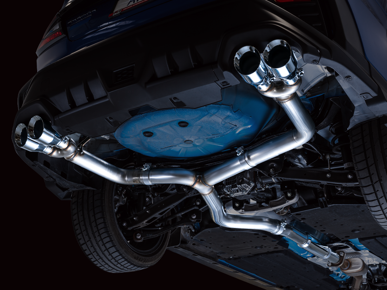 AWE Track Edition Exhaust for VB Subaru WRX - Chrome Silver Tips - Mounted