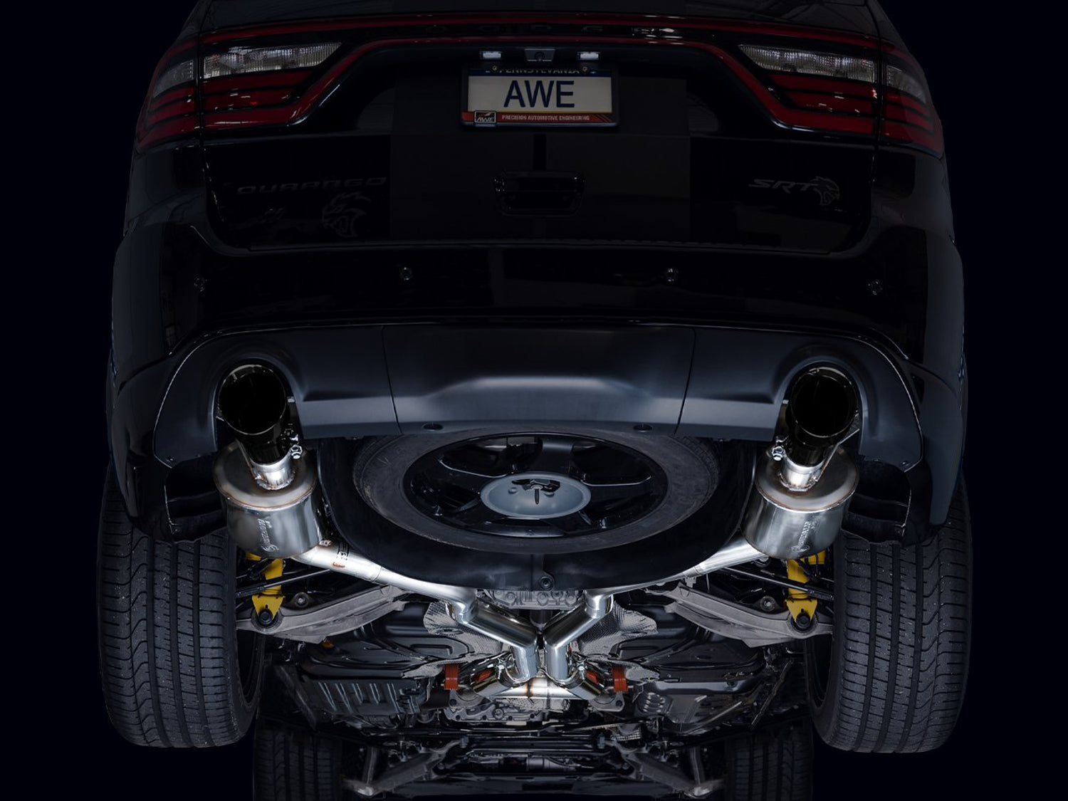 AWE Touring Edition Exhaust for Dodge Durango 6.4 / 6.2 SC - Diamond Black Tips - Mounted