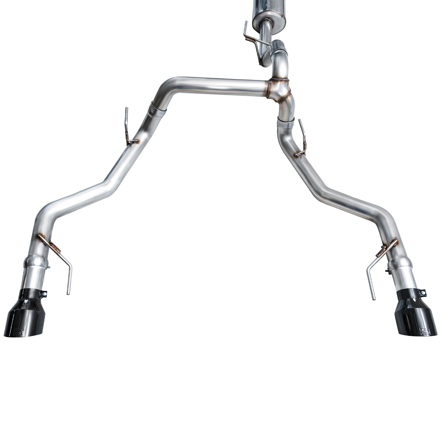 AWE 0FG Non-Resonated Catback for '21+ Ford F-150 Tremor (With Bumper Cutouts) - Diamond Black Tips - out of package