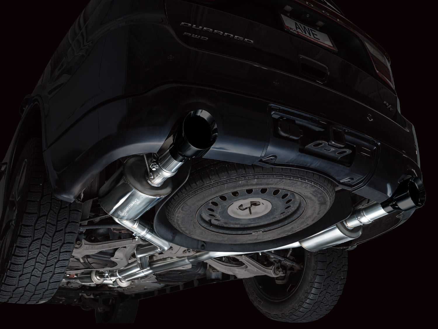 AWE Touring Edition Exhaust for Dodge Durango 3.6 / 5.7 - Diamond Black Tips - Mounted