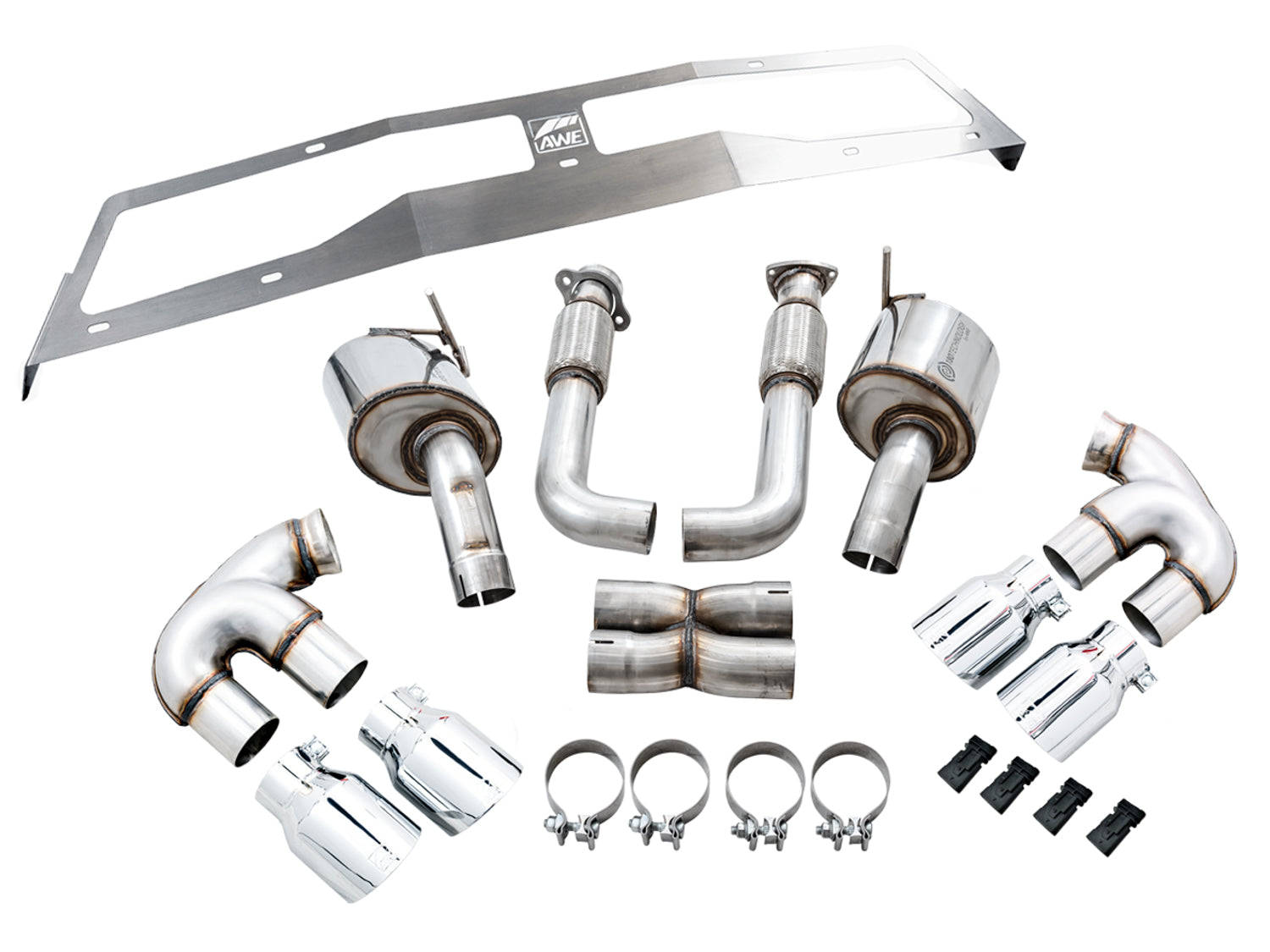 AWE Touring Edition Exhaust for C8 Corvette -- Chrome Silver Tips - out of package