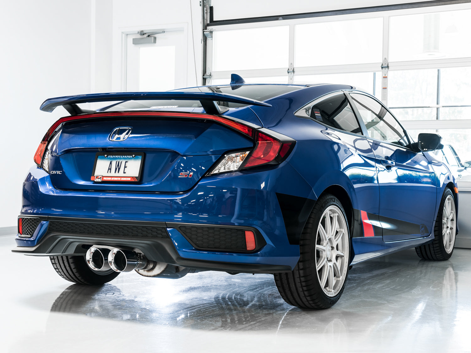 AWE Touring Edition Exhaust for 10th Gen Civic Si Coupe / Sedan (includes Front Pipe) - Dual Chrome Silver Tips - Mounted