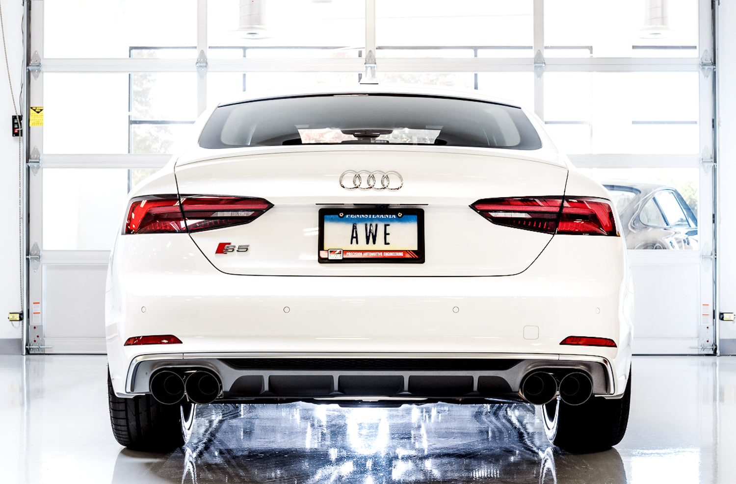 AWE Track Edition Exhaust for Audi B9 S4 - Non-Resonated - Diamond Black 102mm Tips - Mounted