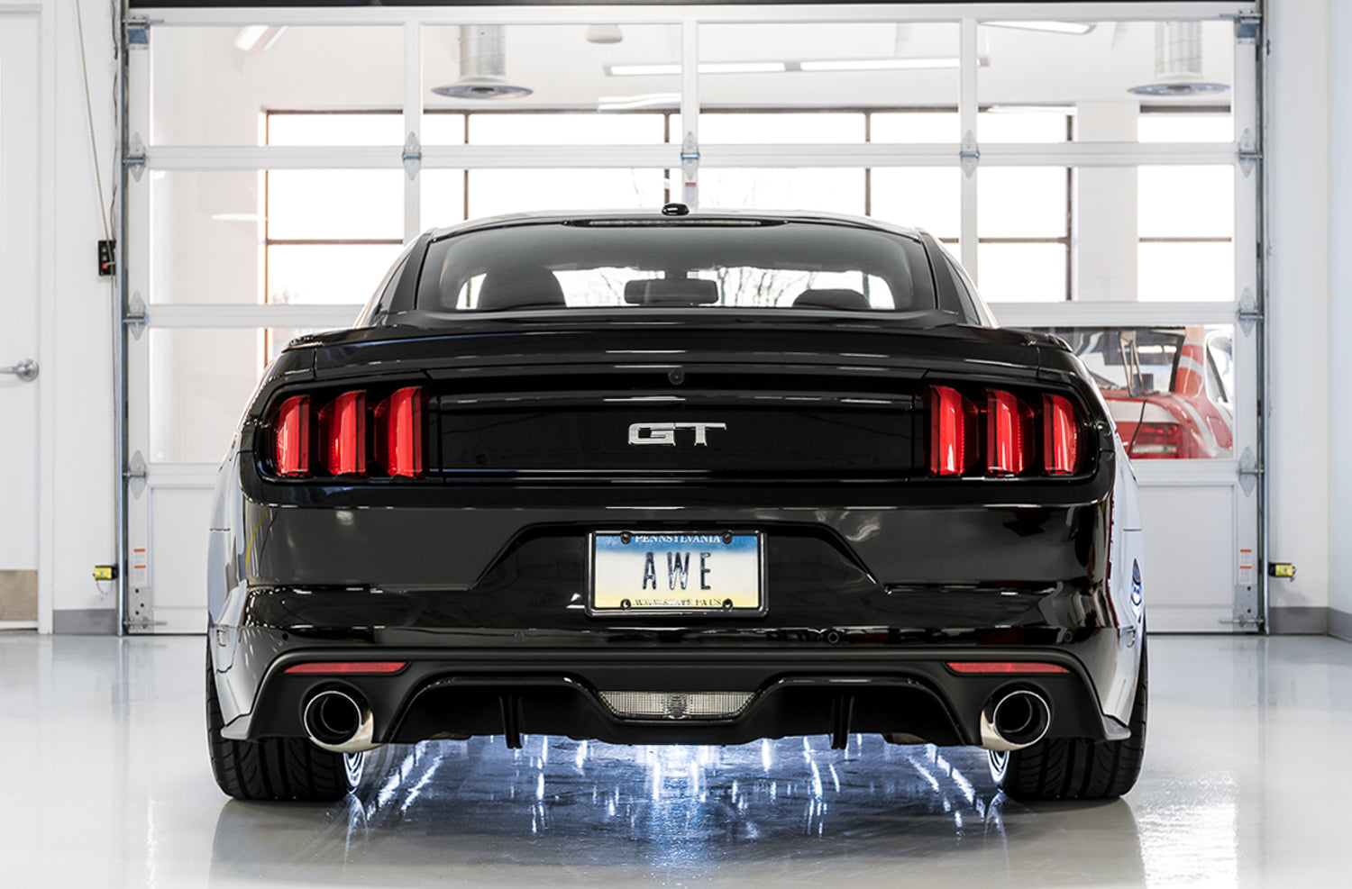 AWE Touring Edition Cat-back Exhaust for S550 Mustang GT - Dual Tip - Chrome Silver Tips - Mounted